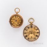Two Gold European Open-face Watches, 18kt gold M.J. Tobias with engraved case, gilt roman numeral di