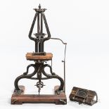 Early Cast Iron Engraving Machine, late 19th century, hand-painted pinstriping on frame with dual du