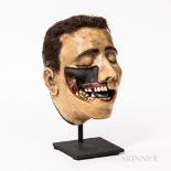 Early Wax Dental Model, possibly France, mid-19th century, full bust with original hair, eyebrows, a