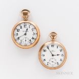 Two American Open-face Watches, Illinois Watch Co. fancy arabic numeral dial with sunk center and se
