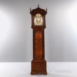 Burl Veneered and Highly Inlaid Longcase Clock, William Elsgood, Norwich, England, scalloped-top hoo