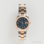 Rolex Two-tone Reference 15223 Wristwatch, c. 1993, 18kt gold fluted bezel, blue dial with applied g