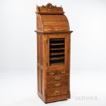The Harvard Co. Quarter-sawn Oak Dental Cabinet, Canton, Ohio, c. 1890, roll-top upper section above