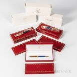 Three Cartier "Must de" Stylo "Panthere" Pens, two with blank guarantee cards and still retaining th