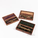 Three London Cased Enema Sets, 19th century, each in velvet-lined fitted mahogany case with lacquere