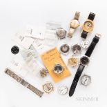 Collection of Rolex, Omega, and Bulova Watch Parts and Wristwatches, stainless steel Rolex 6222 and