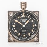 Heuer Master-Time 24-hour Clock, c. 1968, no. 22869, bidirectional rotating bezel with triangular ma