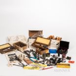 Collection of Watchmaker's and Clockmaker's Tools, Bulova wristwatch case openers, crystal lift, cas