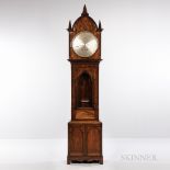 Gothic Walnut Astronomical Floor Regulator, gothic walnut veneer case with lancet-top hood and three