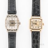 Two Illinois Watch Co. Wristwatches, a "New Yorker" in a gold-filled case, 17-jewel manual-wind move
