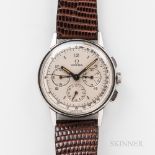 Omega Stainless Steel Three-register Reference 2279 Chronograph, silvered dial with applied baton an