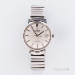 Omega Stainless Steel Seamaster Crosshair Dial Wristwatch, c. 1960s, silvered dial with onyx and sil