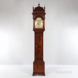 John Wood Figured Walnut Tall Clock, Philadelphia, Pennsylvania, c. 1750, carved blind fretwork and