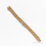 Van Cleef & Arpels 14kt Gold and Diamond Wristwatch, Movado, woven bracelet with signed clasp, hinge