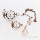 Four American Pocket Watches, 18 size "New Era" in a coin silver hunter-case; 14kt gold open-face Wa