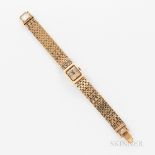 Jardur 14kt Gold Wristwatch, silvered dial with blued hands, 17-jewel manual-wind movement marked "P