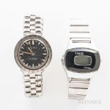 Bulova Accutron "Astronaut" and Timex SSQ Wristwatches, stainless steel black dial M3 Accutron with