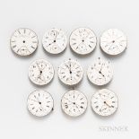 Ten Pocket Watch Movements and Dials, various complications, some signed.