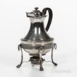 George III Sterling Silver Hot Water Jug, London, 1807-08, Abstinando King, maker, with an engraved