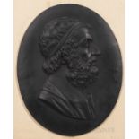 Neale & Co. Black Basalt Portrait Plaque, England, c. 1800, possibly depicting Homer, oval shape wit