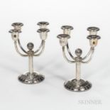 Pair of Continental .830 Silver Four-light Candelabra, probably Norway, 20th century, maker's mark s