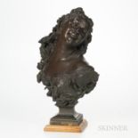 Jean-Baptiste Carpeaux (French, 1827-1875) Bronze Bust of a Laughing Maiden/Bacchante aux Roses, re