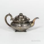 William IV Irish Sterling Silver Teapot, Dublin, 1830-31, Charles Marsh, maker, with an engraved arm