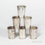 Six Stieff Sterling Silver Julep Cups, Baltimore, 20th century, monogrammed, ht. 3 3/4 in., approx.