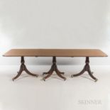 Triple-pedestal Mahogany Dining Table, early 20th century, with acanthus-capped and reeded legs, ht.