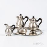 Five-piece Mario Buccellati .800 Silver Tea and Coffee Service, Milan, mid-20th century, each with a