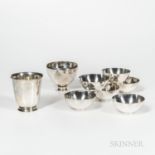 Eight Pieces of Georg Jensen Sterling Silver Tableware, Denmark, early to mid-20th century, six smal