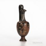 Ancient Greek/South Italian Tall-necked Hydria, c. 350 B.C., showing a female figure holding a situl
