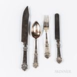 Continental Silver Flatware Service, c. 1830, bearing fineness mark "13P" and "FREUD" maker's mark a