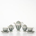 Five-piece Wedgwood Tricolor Jasper Tea Service, England, late 19th/early 20th century, solid white
