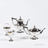 Assembled Four-piece Sterling Silver Tea and Coffee Service, monogrammed, two Gorham: coffeepot and