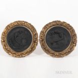 Pair of Wedgwood Black Basalt Roundels, England, early 19th century, each circular plaque molded in