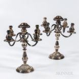 Pair of Camusso Sterling Silver Five-light Candelabra, Peru, mid to late 20th century, ht. 14 3/4 in