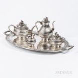 Five-piece Mexican Sterling Silver Tea and Coffee Service, mid-20th century, only teapot and coffeep