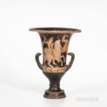 Ancient Greek/South Italian Bell Krater, c. 350-330 B.C., painted with an Amazon fending off griffin