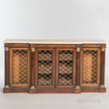 Empire-style Marble-top Mahogany Credenza, early 20th century, the central doors opening to pull-out