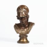 Wedgwood Bronzed Black Basalt Bust of Minerva, England, c. 1870, titled and mounted atop a waisted c