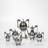 Six-piece Gorham Silver Tea and Coffee Service, Providence, c. 1879, each with an engraved coat of a