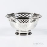 George III Sterling Silver Center Bowl, London, 1796-97, maker's mark "_W," with an engraved coat of