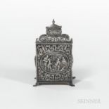 Dutch .930 Silver Tea Canister, c. 1930, maker's mark "HH," with chased figural motifs to each side,