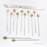 Thirteen Pieces of George Shiebler Sterling Silver Tableware, early 20th century, each in the "Medal