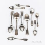 Approximately Fifty-five Assorted Irish Sterling Silver Spoons, Dublin, mainly 19th/early 20th centu