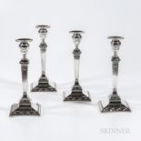 Four Tiffany & Co. Sterling Silver Candlesticks, New York, 1907-38, weighted, Frenton & Creswick rep