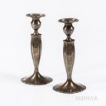 Pair of Sterling Silver Candlesticks, c. 1910, Tiffany & Co., retailer, monogrammed and with engrave