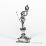 Continental Silver Figure, 19th century, possibly Portugal, maker's mark "FSB," the figure holding a