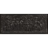 Wedgwood Black Basalt Bacchanalian Procession Plaque, England, 19th century, rectangular shape with